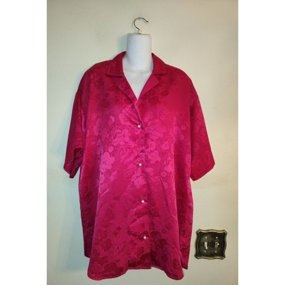 Womens Vtg Victoria's Secret Gold Label Magenta Pink Floral Sleep Shirt Size P/S